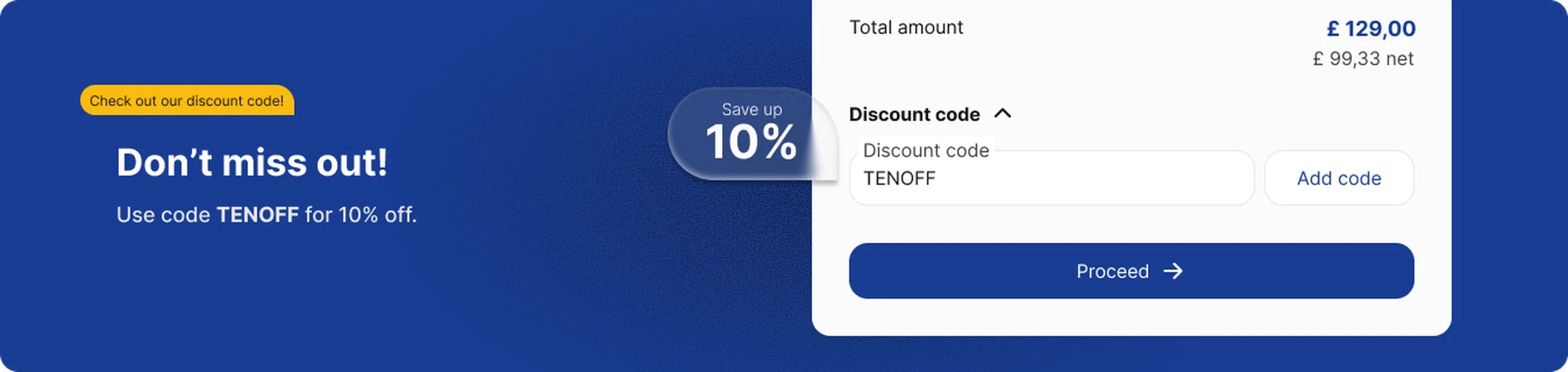 Use code 10OFF at checkout