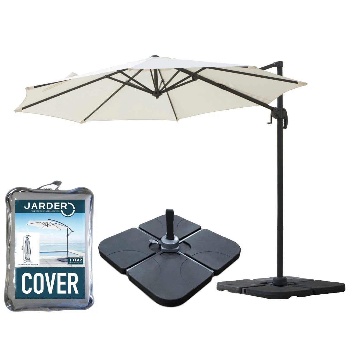 Milan Luxury 3m Cantilever Parasol + Base + Cover Set – photo 2