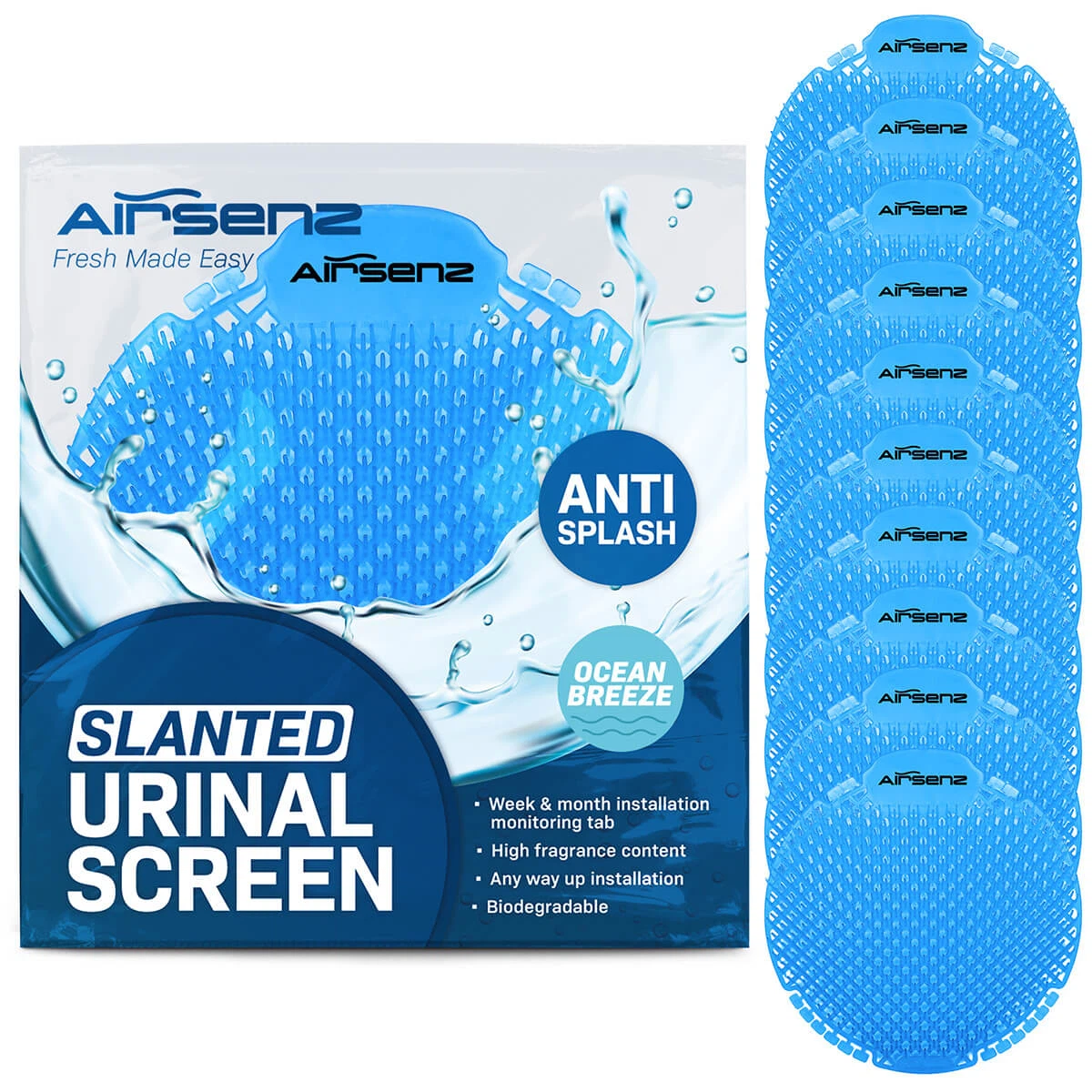 Airsenz Urinal Mats - 30-60 Day Odour Control - Box of 10 Urinal Screens – photo 1