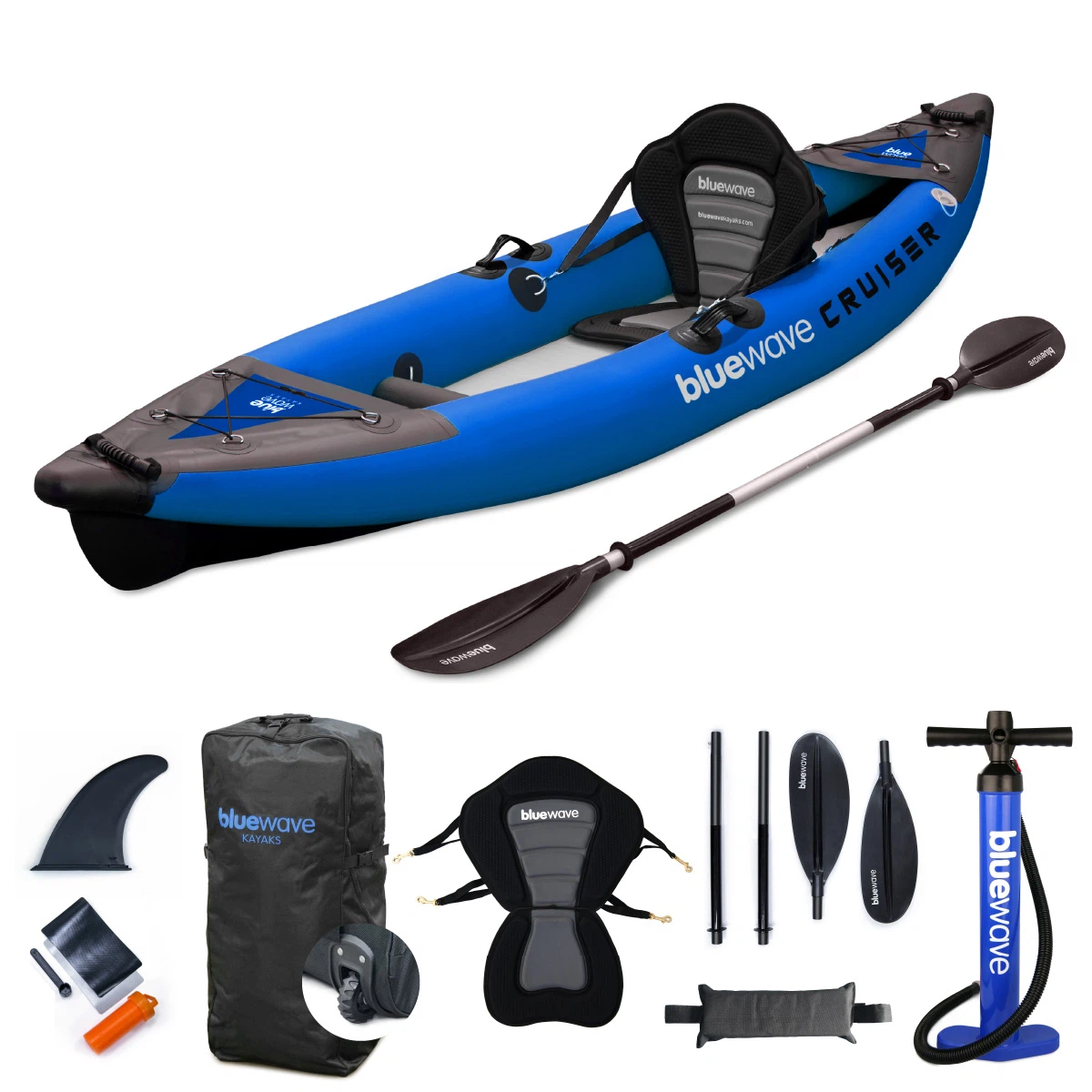 Blue Cruiser Hybrid Drop Stitch Single Inflatable Kayak Package